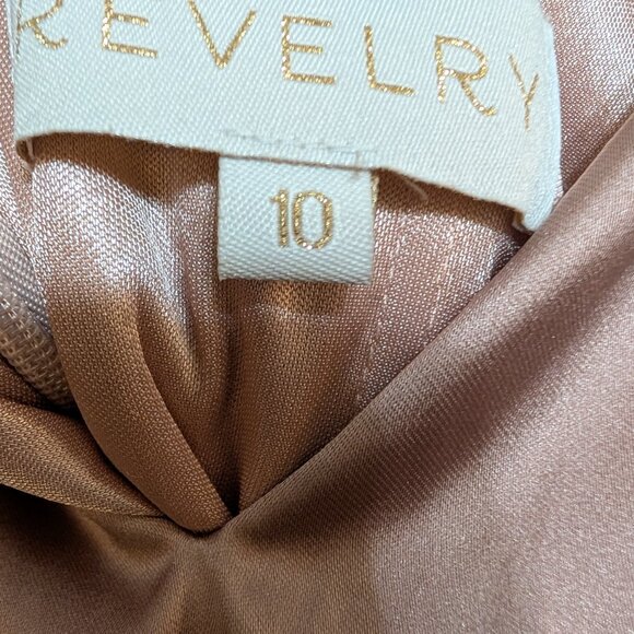 Revelry Satin Rose Gold Spaghetti Strap Bridesmaid Dress Size 10 - Picture 3 of 3